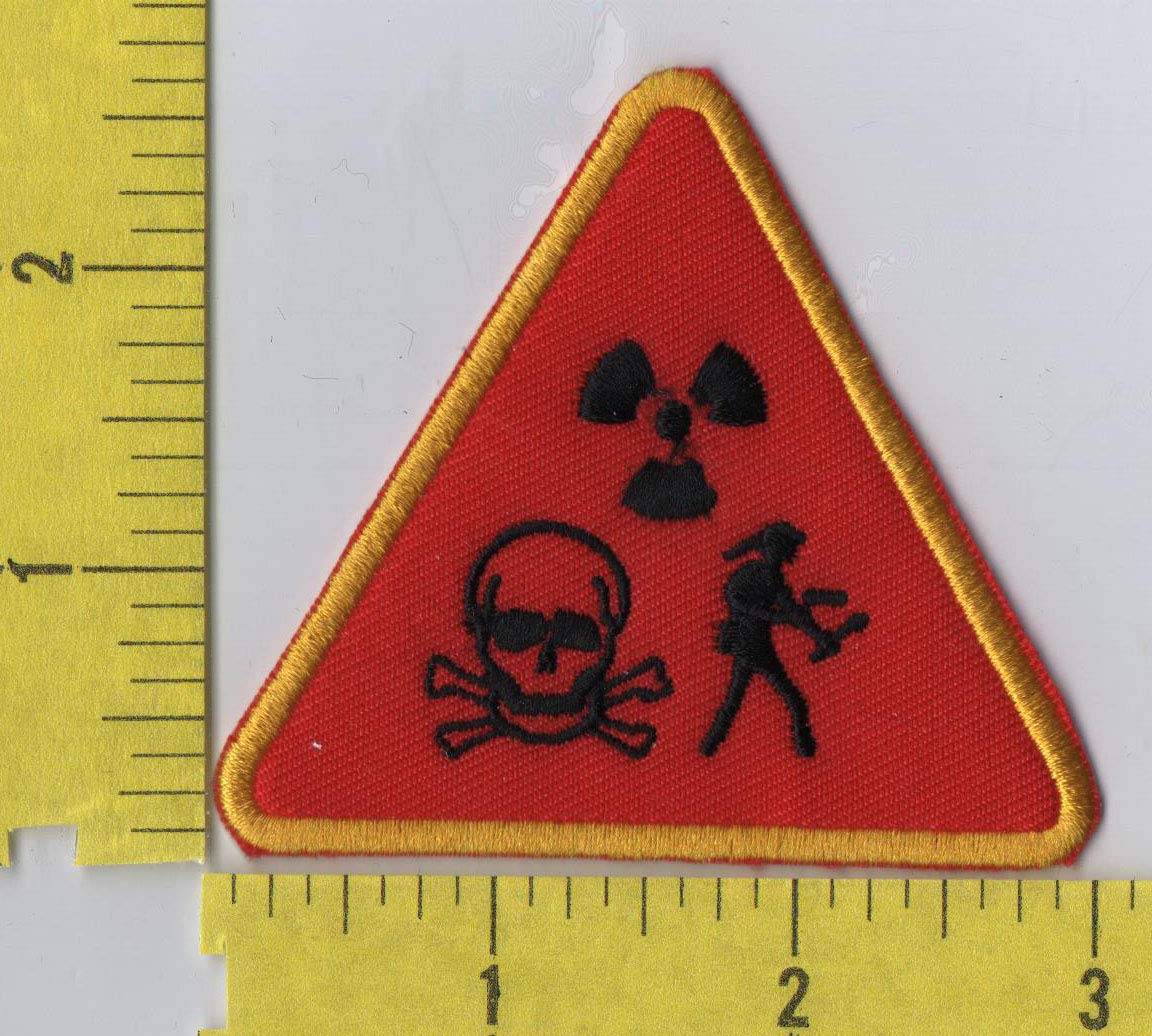 Biohazard Radiation Warning Danger Symbol Iron-On Patch for Jackets, Bags & DIY Projects - High Visibility Safety Emblem for Workwear & Costumes