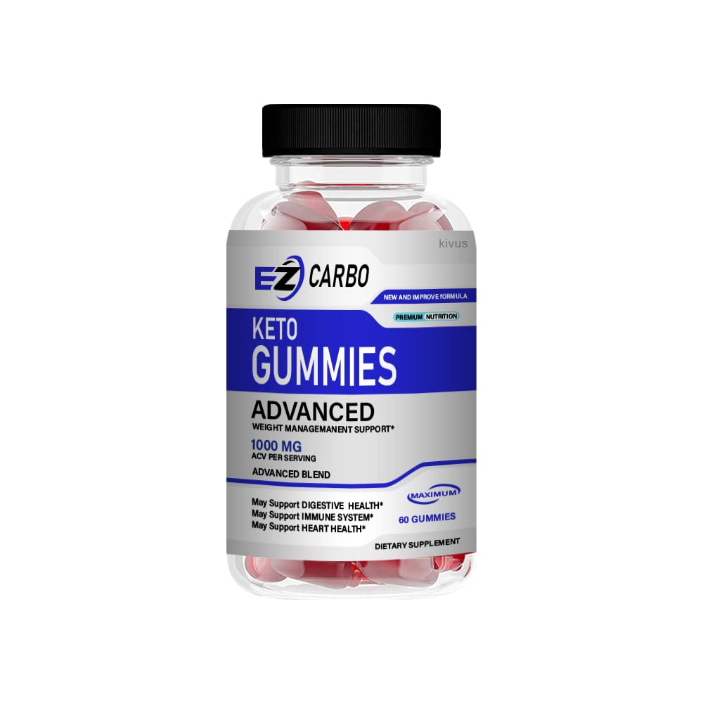 EzCarbo ACV Gummies - Apple Cider Vinegar Supplement for Weight Loss & Digestion - Single Bottle (60 Count) - Supports Metabolism & Energy - Perfect for Daily Wellness Routine