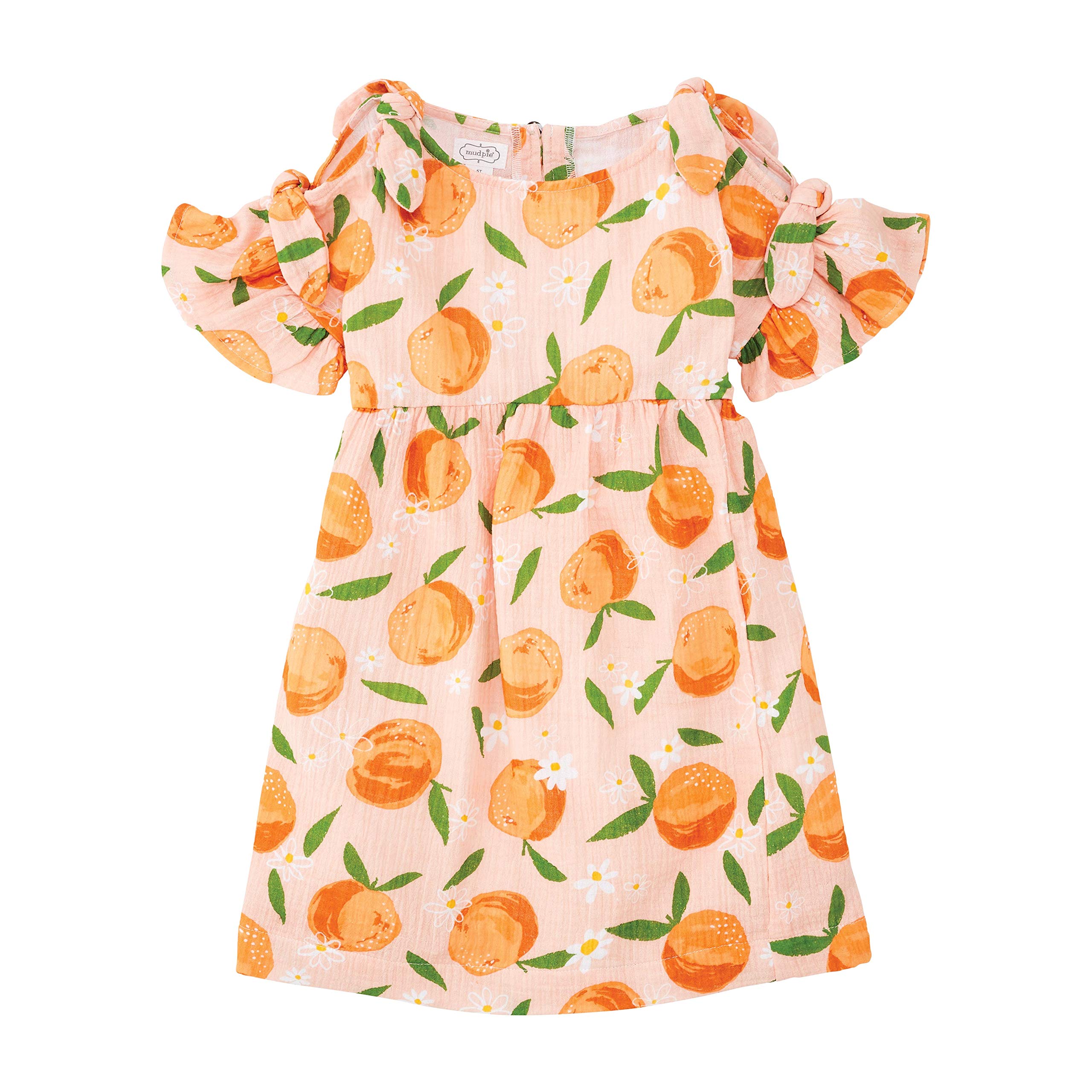 Mud Pie Baby Girls' Orange Bow Dress - Adorable Floral Print Party Outfit for Special Occasions, Photo Shoots & Birthday Celebrations