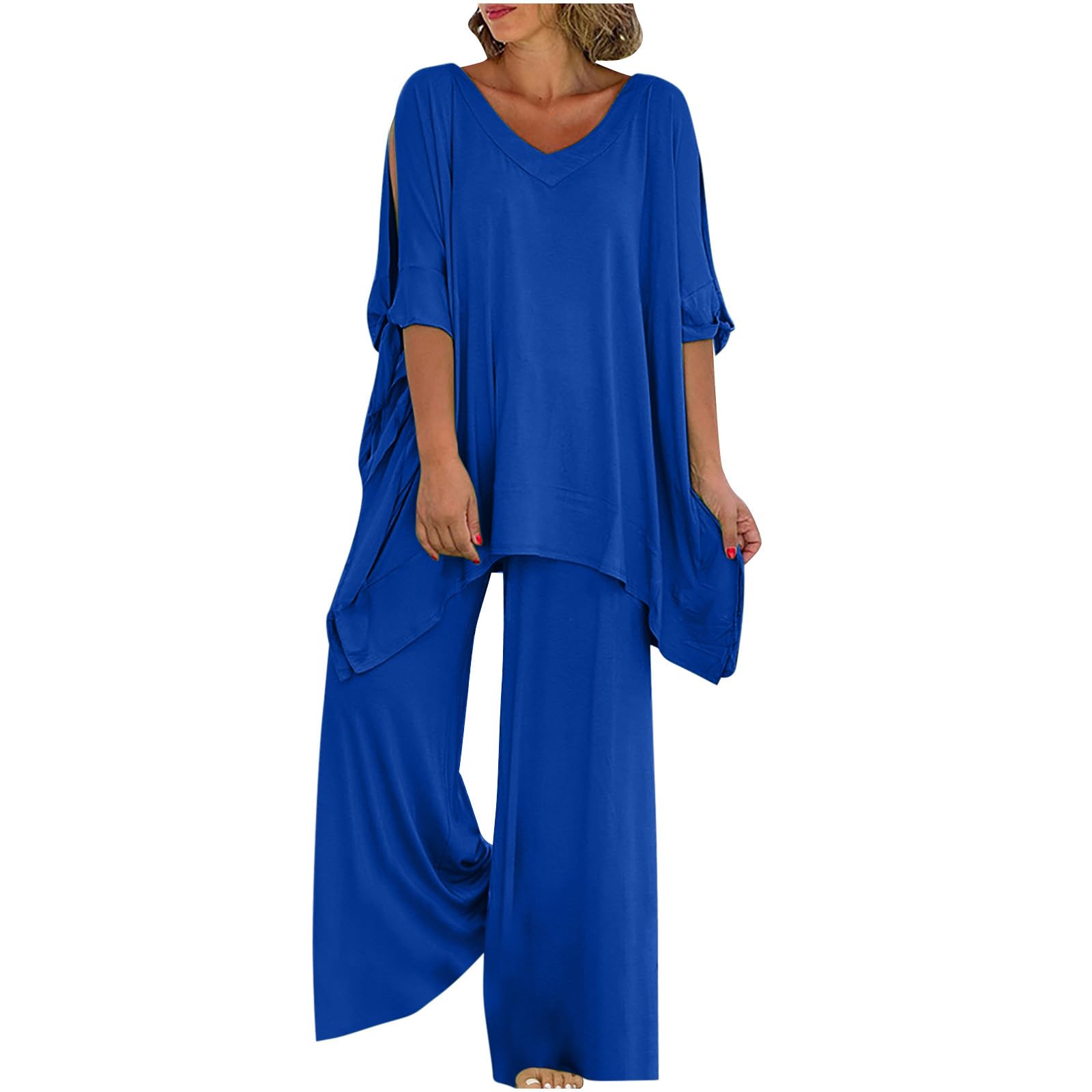 Oelaio Plus Size Sweater Sets for Women - Cozy 2 Piece Lounge Wear Set with Long Sleeve Top & Cropped Wide Leg Pants (Red) - Perfect for Home Relaxation, Casual Outings and Comfortable Daily Wear