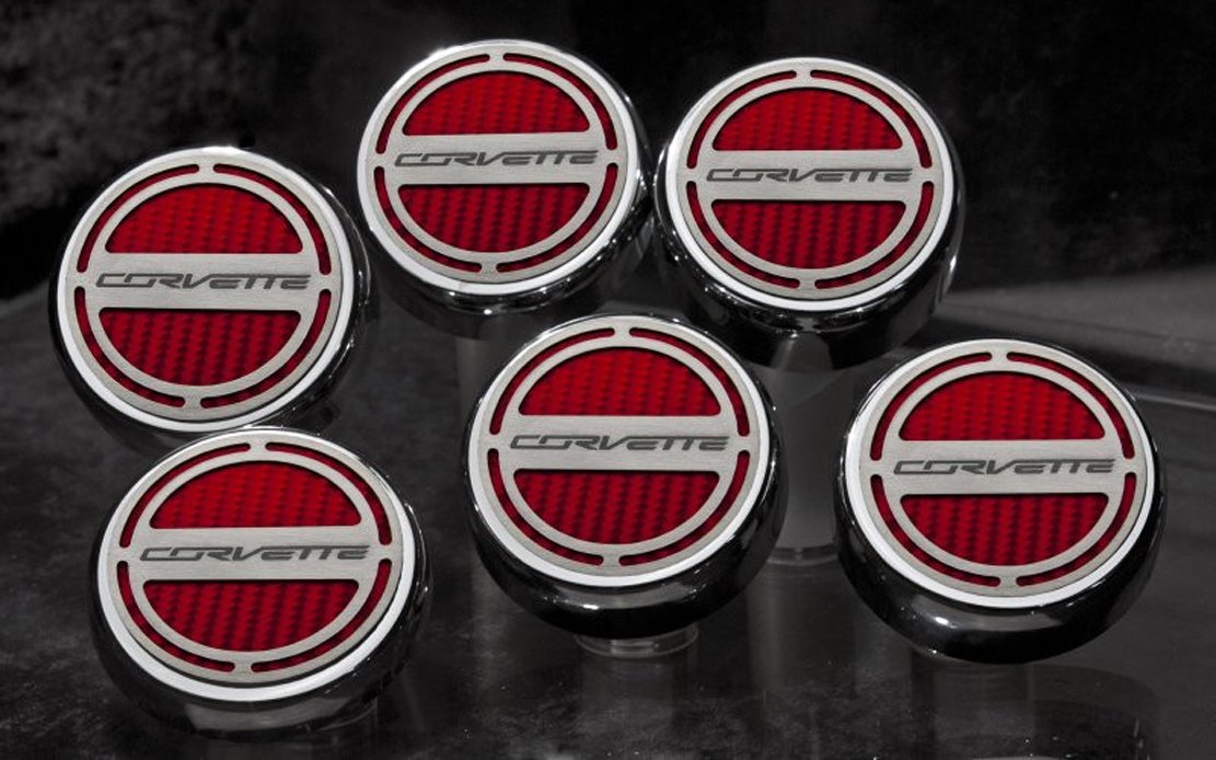 American Car Craft Blue Carbon Fiber Cap Cover Set - 6pc for Corvette