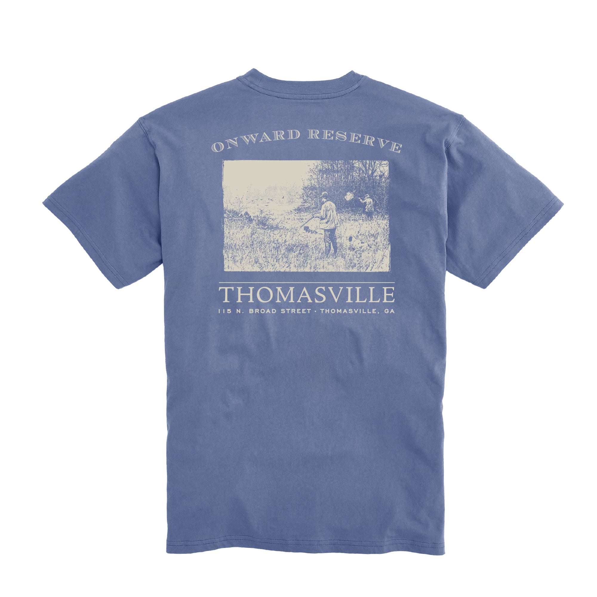Thomasville Logo Tee - Soft Washed Blue Cotton T-Shirt for Men & Women | Casual Wear, Weekend Outfits, Branded Apparel
