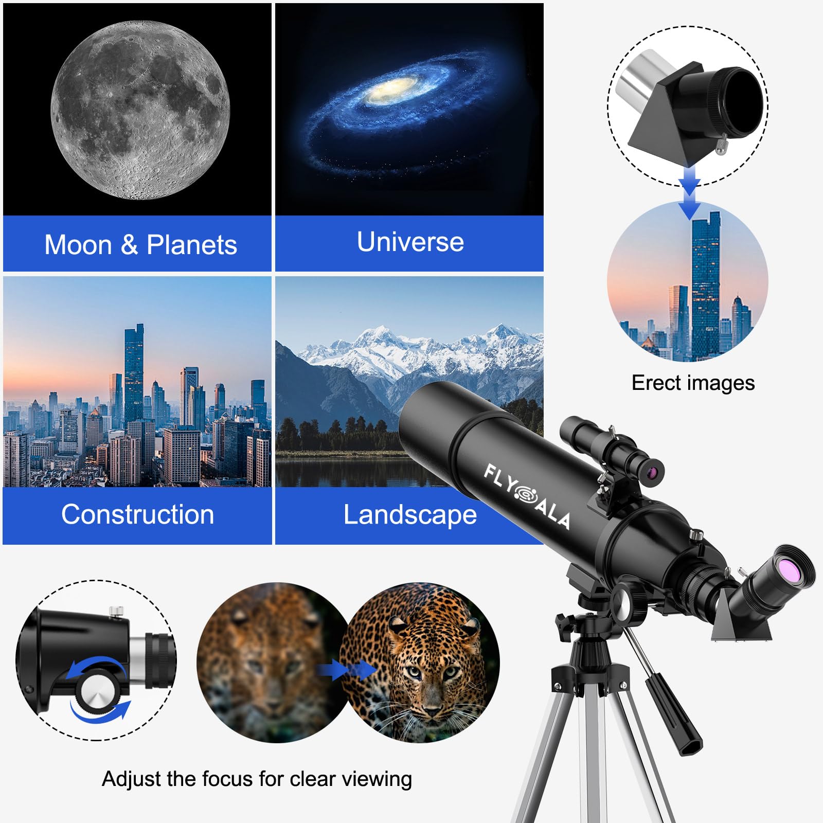 80mm Aperture 600mm Focal Length Refractor Astronomical Telescope for Kids & Adults - High Power 30X-750X, Perfect for Beginners Age 6-12+ | Ideal for Stargazing, Moon Observation & Astronomy Learning