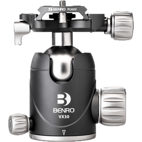 Benro VX30 Arca Swiss Style Aluminum Ballhead with PU60N Camera Plate - Professional Tripod Head for DSLR & Mirrorless Cameras - Perfect for Photography, Videography & Travel