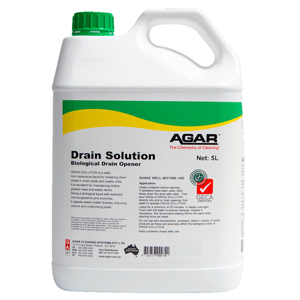 **Eco-Friendly Agar Drain Solution - Powerful Biological Drain Cleaner & Opener for Kitchen, Bathroom & Sink Clogs - Safe for Pipes & Septic Systems**