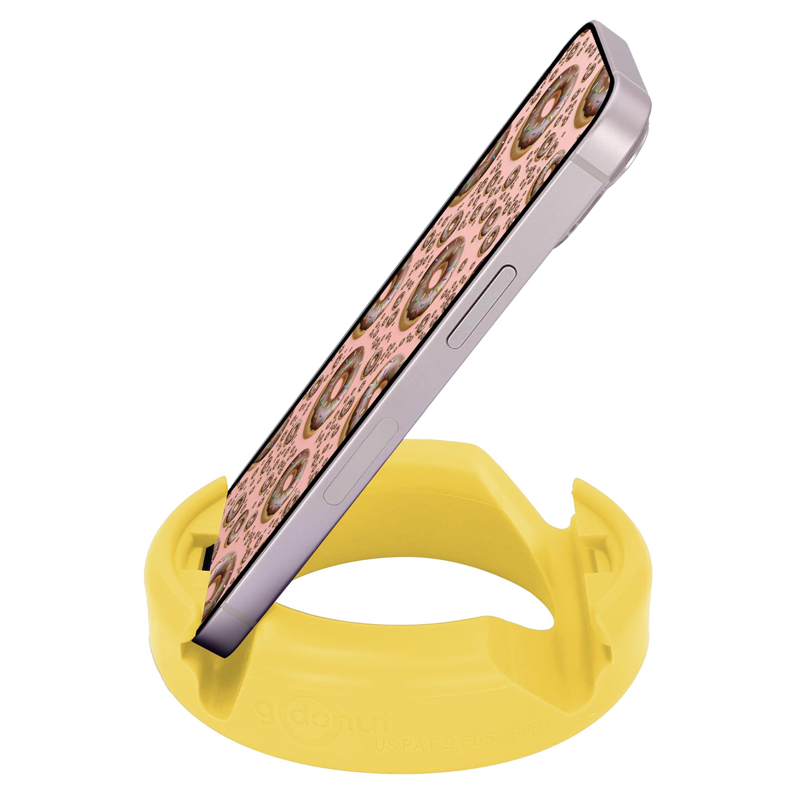 Original GoDonut Phone Stand & Tablet Holder - Universal Desk Organizer for iPhone 16/15/14 Pro Max, Android Smartphones - Yellow | Perfect for Office, Home & Travel Use