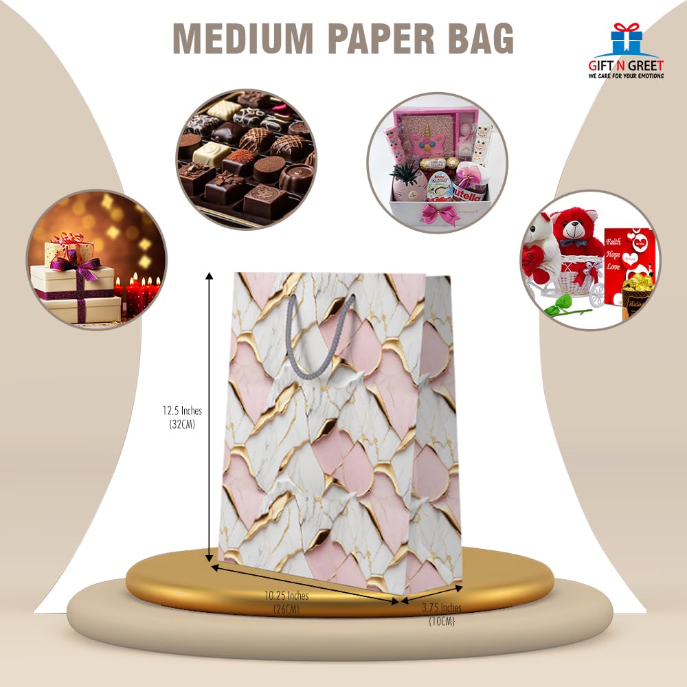 Eco-Friendly Recyclable Matte Finish Gift Bags - Medium Size 26x10x32cm (230 GSM) - Pack of 5 | Party Favors, Birthday Gifts, Goodie Bags | Perfect for Weddings, Baby Showers & Corporate Events