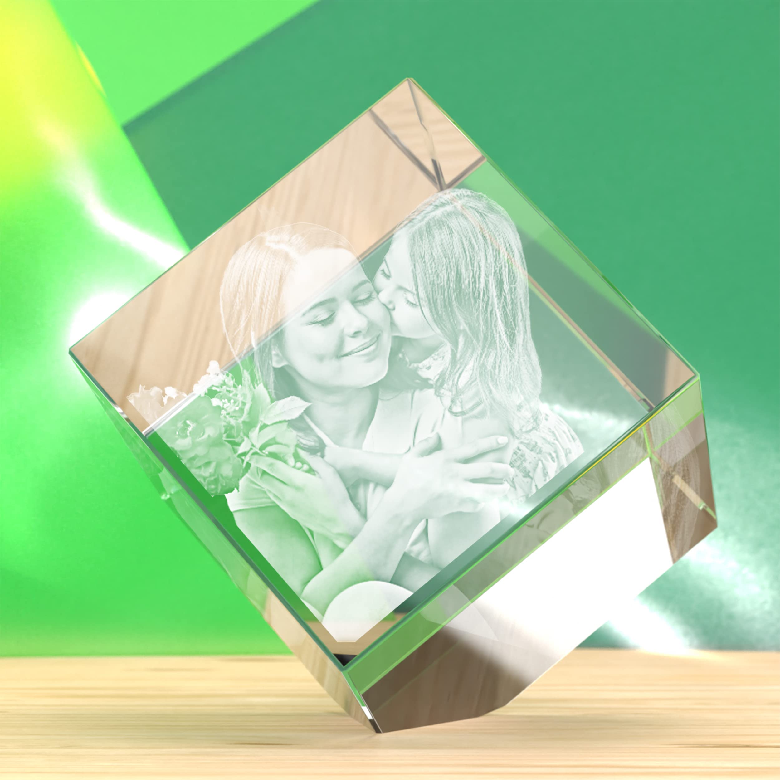 Personalized 3D Crystal Photo Gift - Custom Laser Engraved Picture Inside Clear Diamond for Mom, Dad, Men & Women | Perfect Christmas Present, Anniversary Keepsake & Memorial Gift