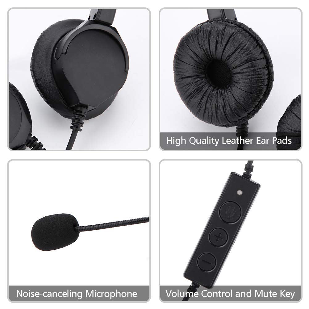 330° Rotating USB Headset with Noise-Canceling Microphone for Call Centers - Perfect for Customer Service, Remote Work & Online Meetings