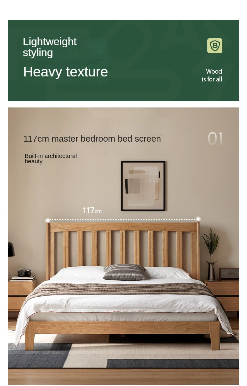 Solid Oak Wood Grille Bed - Small Soft Bed Frame for Cozy Bedrooms | Perfect for Kids Rooms, Guest Rooms & Small Spaces