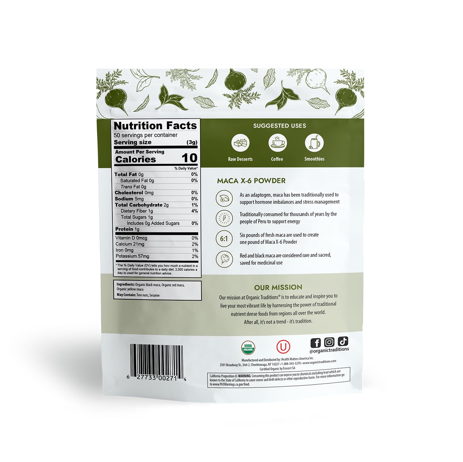 Organic Maca Root Powder - Premium Black & Red Maca X-6 Superfood for Energy & Vitality - 150g/5.3oz - Supports Hormonal Balance for Men & Women - Perfect for Smoothies, Baking & Daily Wellness Boost