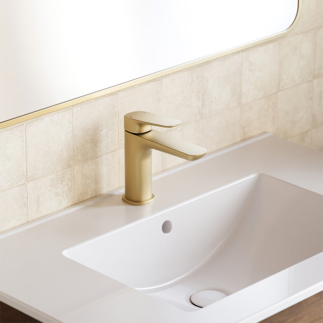 Caroma Contura II Basin Mixer - Brushed Brass Finish for Bathroom Sink | Modern Water Faucet for Vanity & Powder Room | Durable & Stylish Bathroom Upgrade