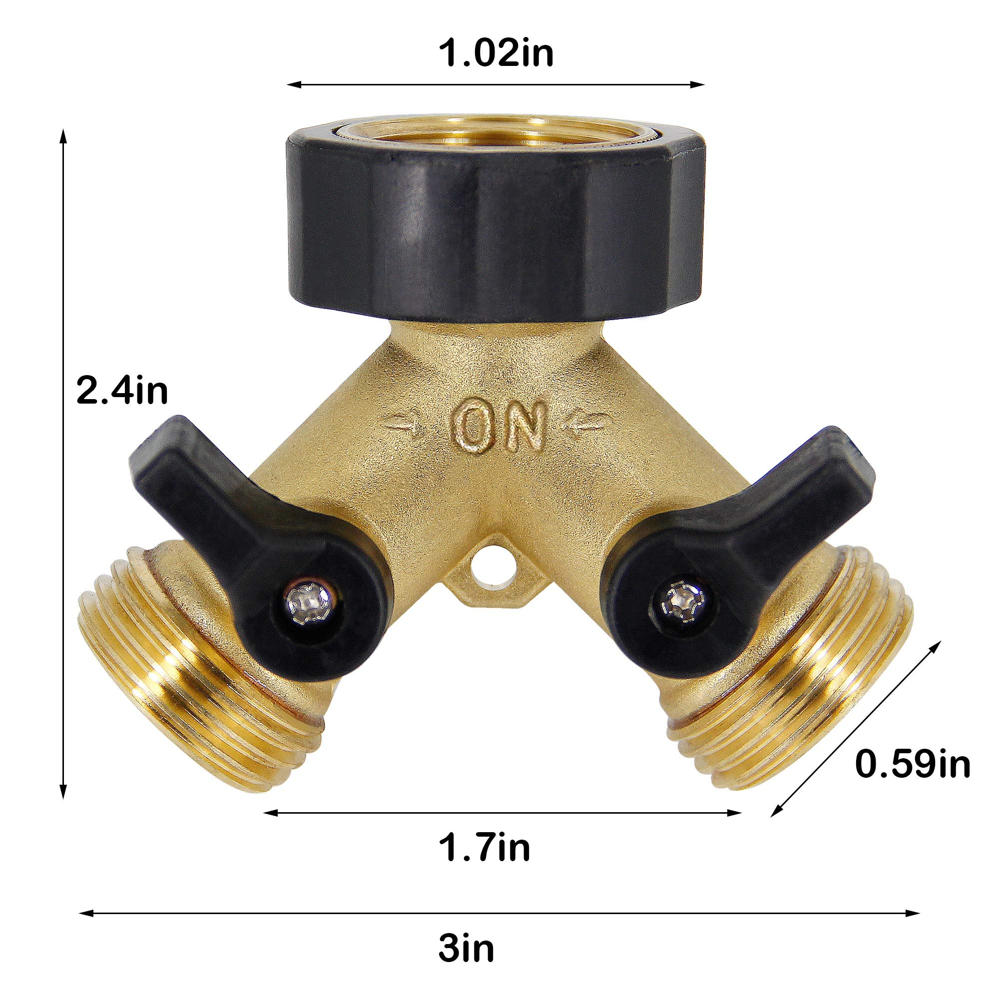2-Way Brass Hose Splitter - 3/4