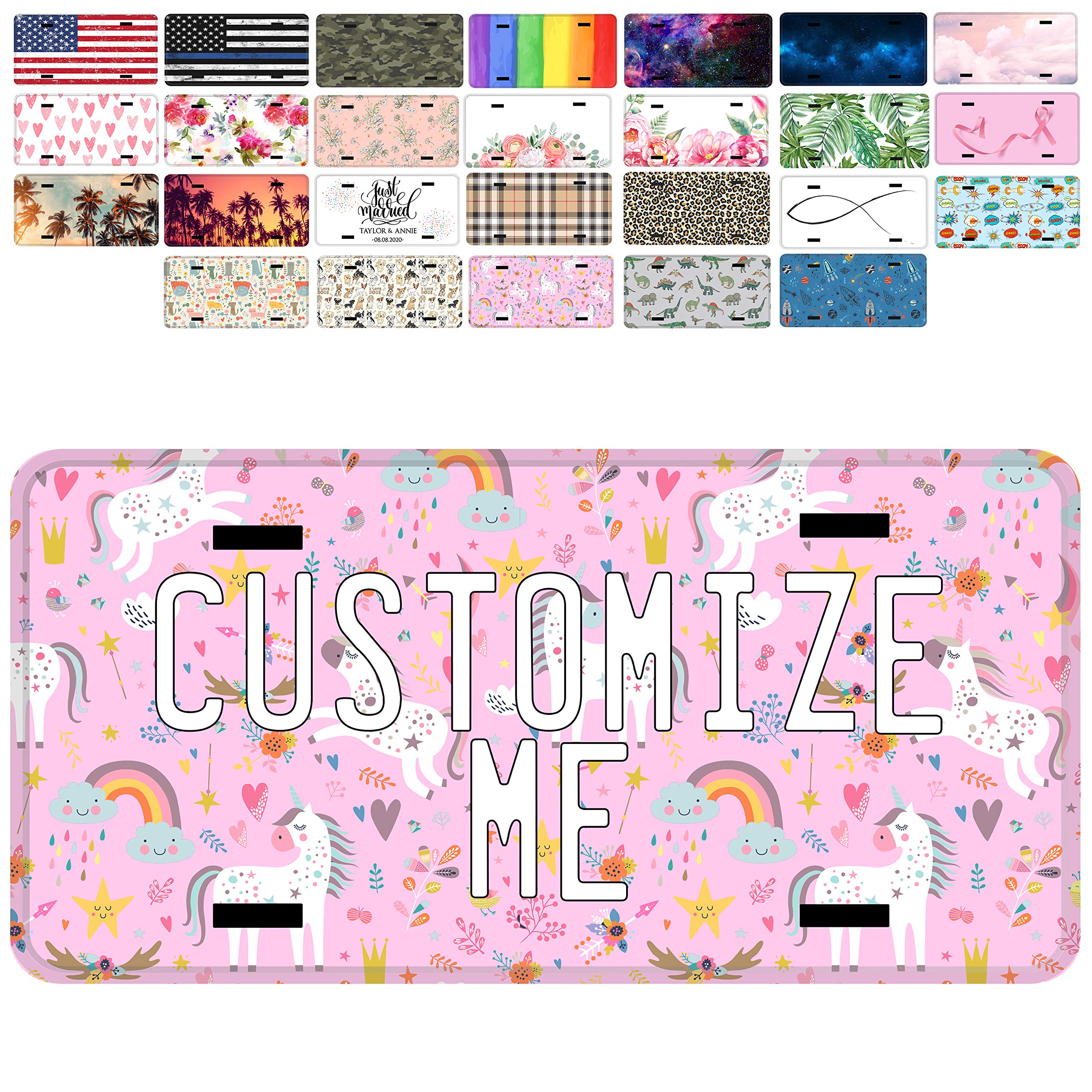 Custom Kids Car License Plate - 26 Designs, 6x3 & 12x6 Aluminum - for Birthday Gifts & Room Decor