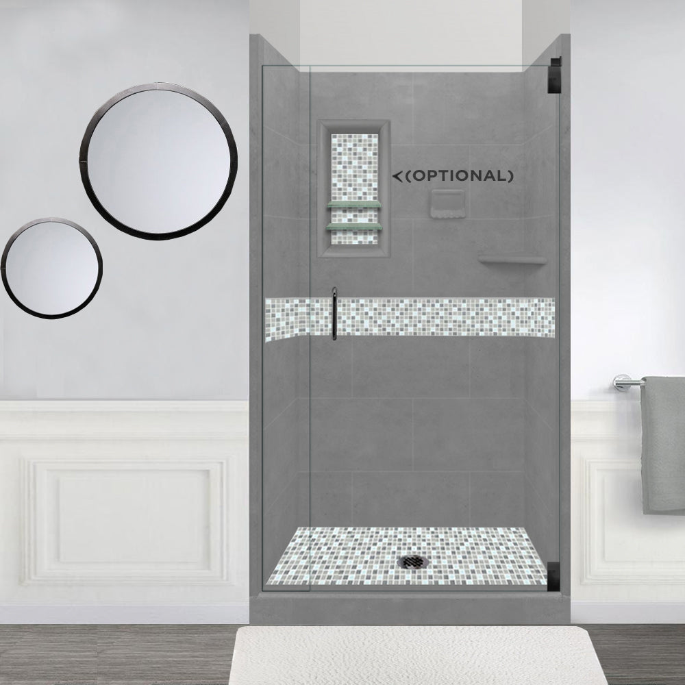 Alcove Wet Cement Sistine Stone & Del Mar Mosaic Accent Tile - DIY Shower Remodel Kit for Bathroom Renovation | Waterproof Backsplash & Flooring Solution