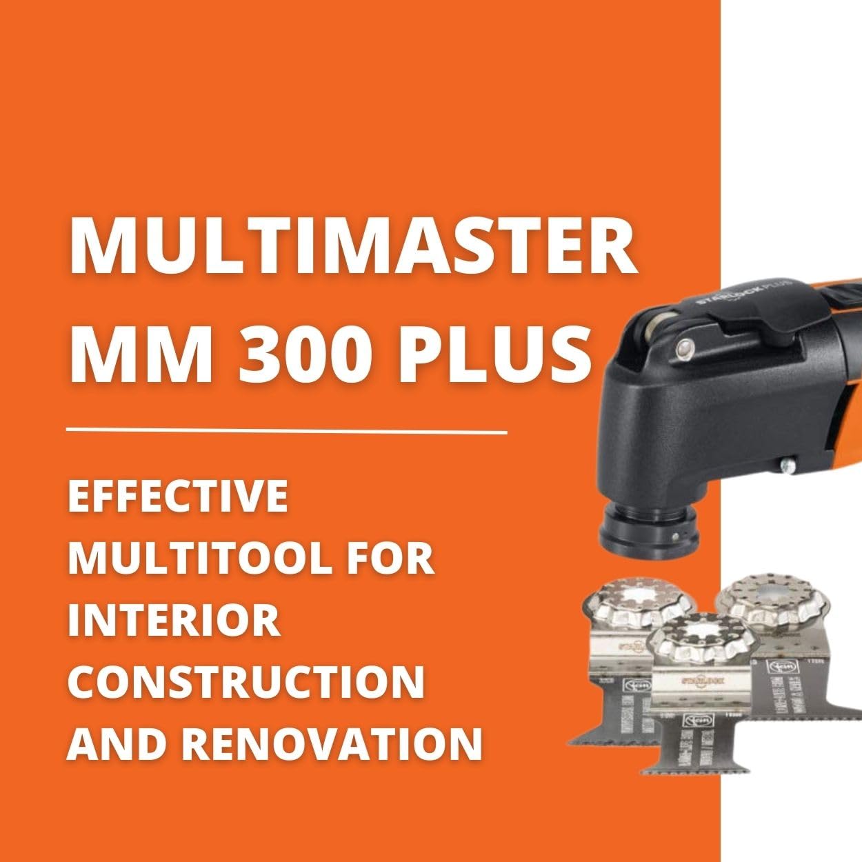 Fein MultiMaster MM 300 Plus Oscillating Multi-Tool Kit with QuickIn System - 250W Power, 11,000-20,000 OPM, StarLockPlus Mount (Model 72297261090) - Perfect for Woodworking, Metal Cutting, and DIY Home Renovation Projects