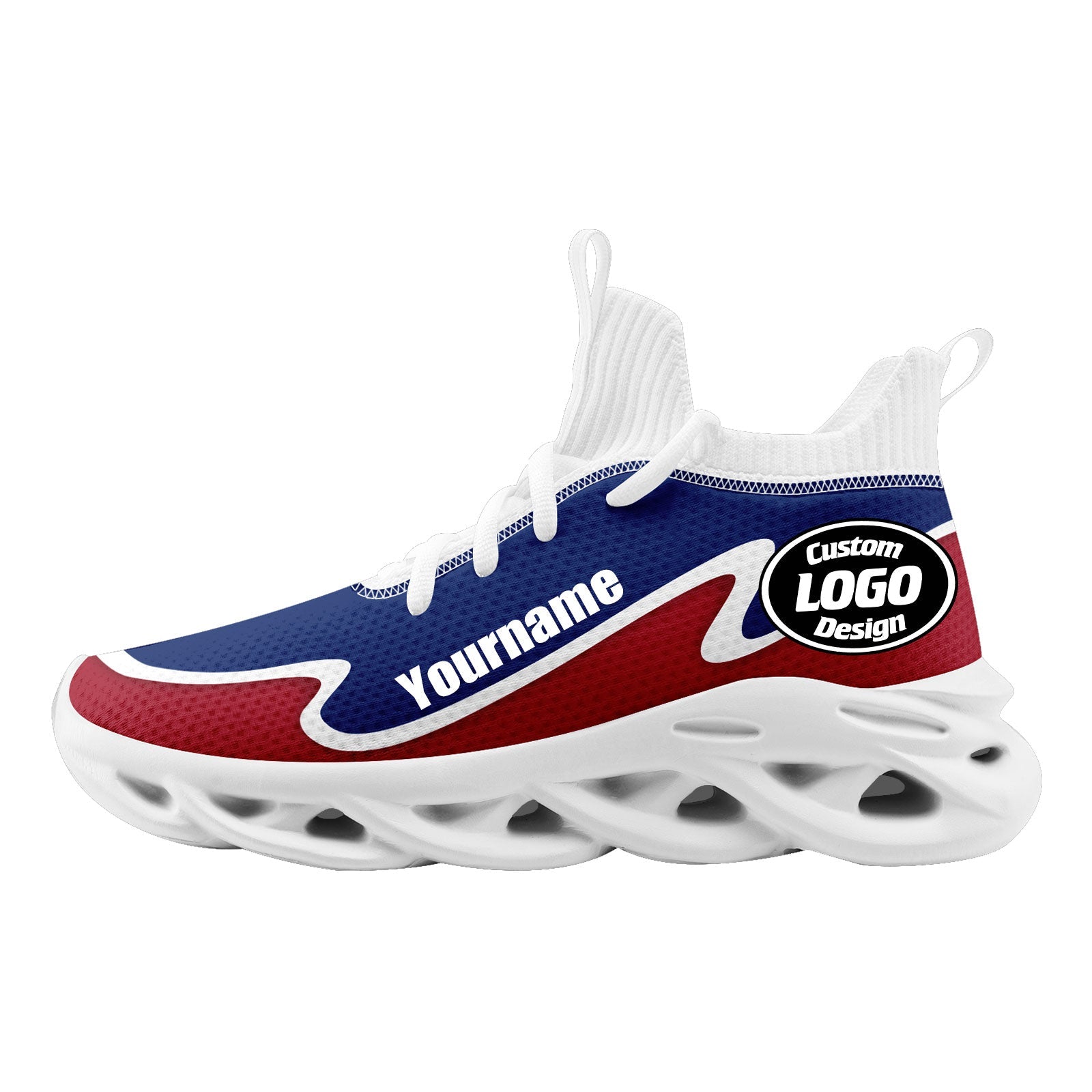 Custom Blue & Red Maxsoul Personalized Sneakers - Breathable Lightweight Running Shoes for Men & Women (FN030A E020011) - Perfect for Gym, Jogging & Casual Wear