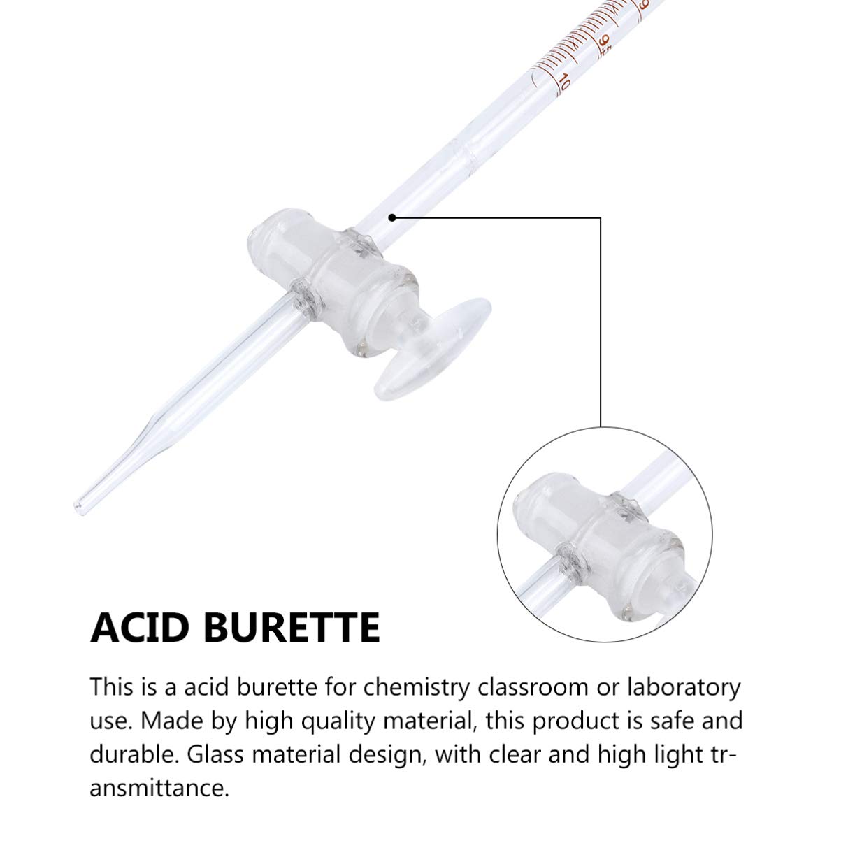 **Premium Borosilicate Glass Burette - 50ml Acid Burette for Laboratory Titration, Portable & Automatic Liquid Dispenser with Black Stand - Ideal for Chemistry Labs, School Experiments & Scientific Research**