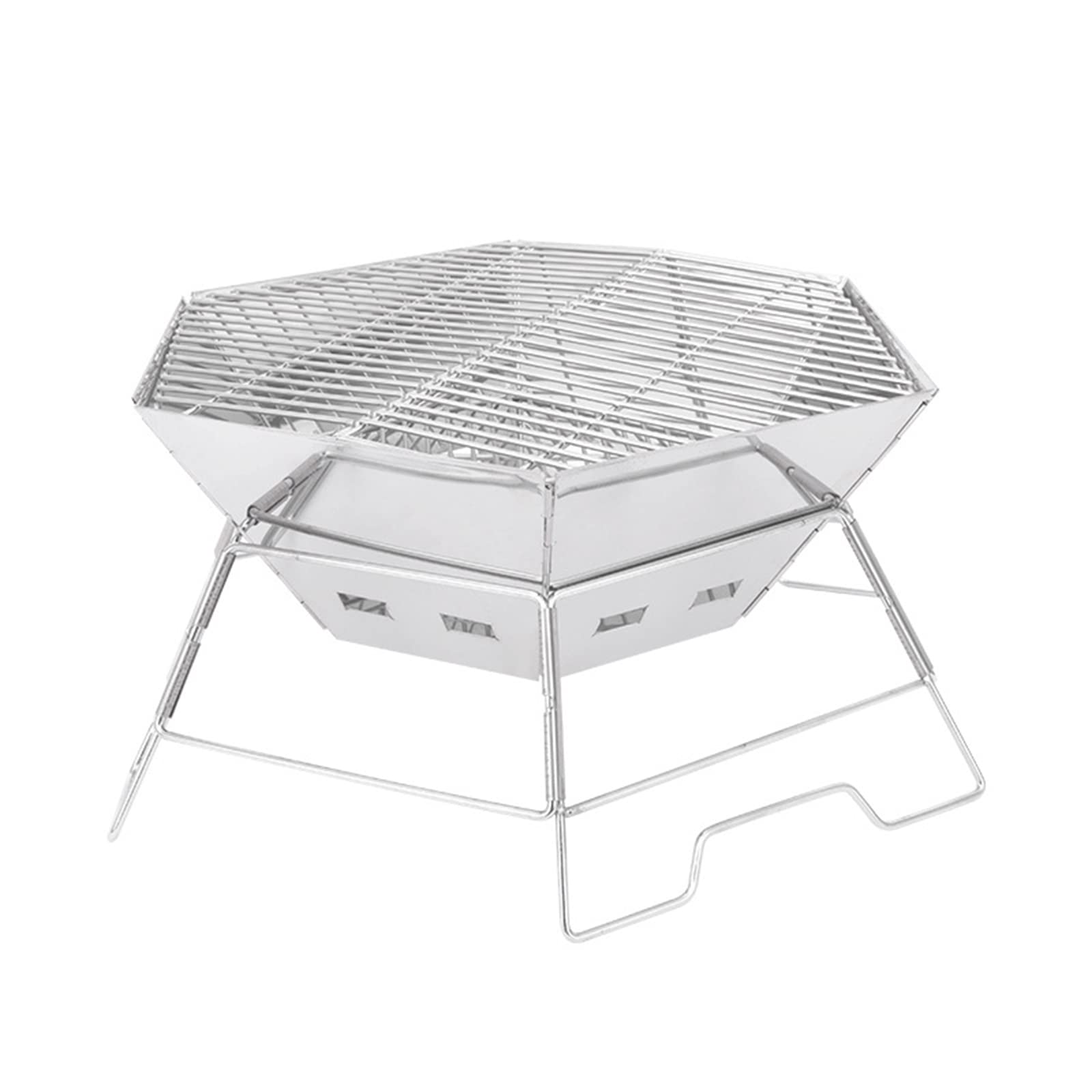 Portable Folding Campfire Grill - 304 Stainless Steel Charcoal BBQ Grill with Carrying Bag | Compact Outdoor Wood Stove Burner for Camping, Hiking, Backpacking & Picnic | Perfect for RV Trips, Beach Cookouts, and Tailgating Parties