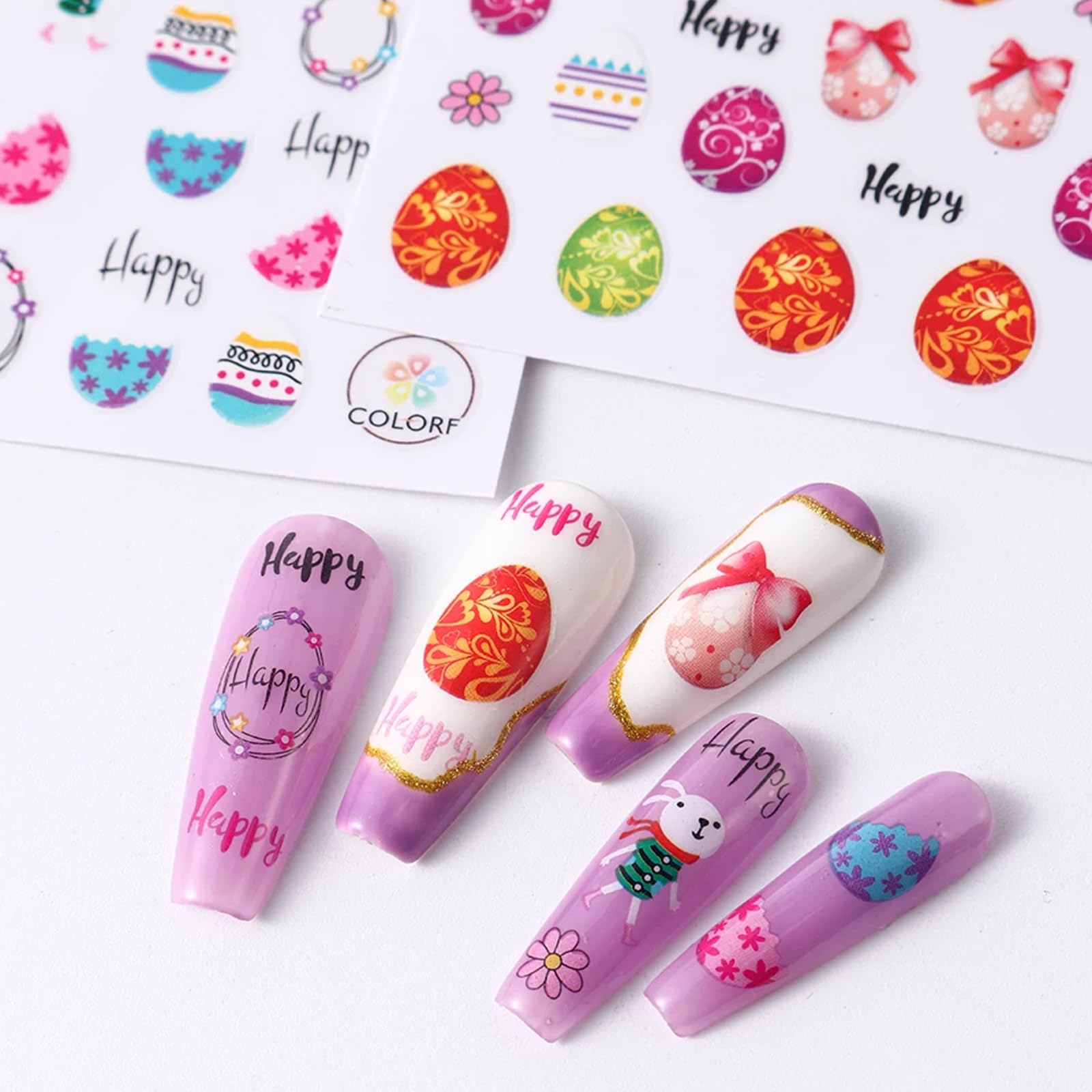 Easter Bunny Nail Art Stickers - Cute Rabbit & Carrot Nail Decals with Glitter - Adorable Easter Nail Designs for Women & Girls - Perfect for Easter Parties, Spring Nail Art, and Holiday Nail Decorations