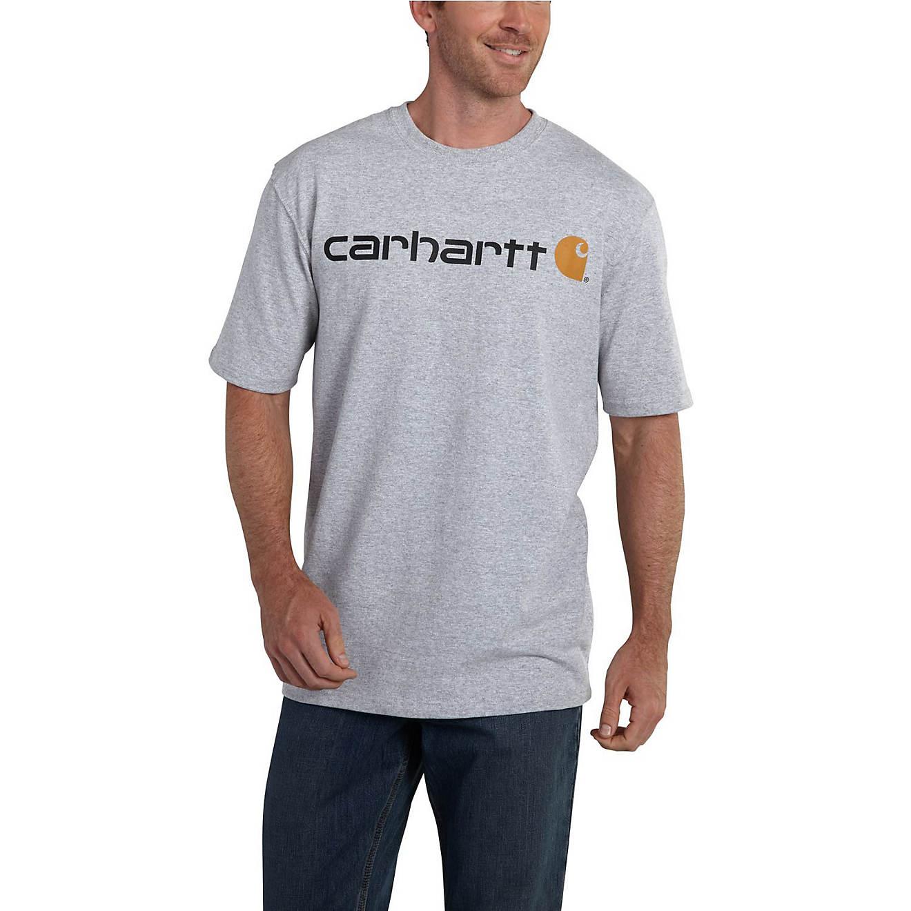 K195 Loose Fit Heavyweight Short Sleeve Graphic T-Shirt for Men - Comfortable Cotton Tee with Trendy Logo Print in Heather Grey | Casual Wear, Street Style, Everyday Outfit