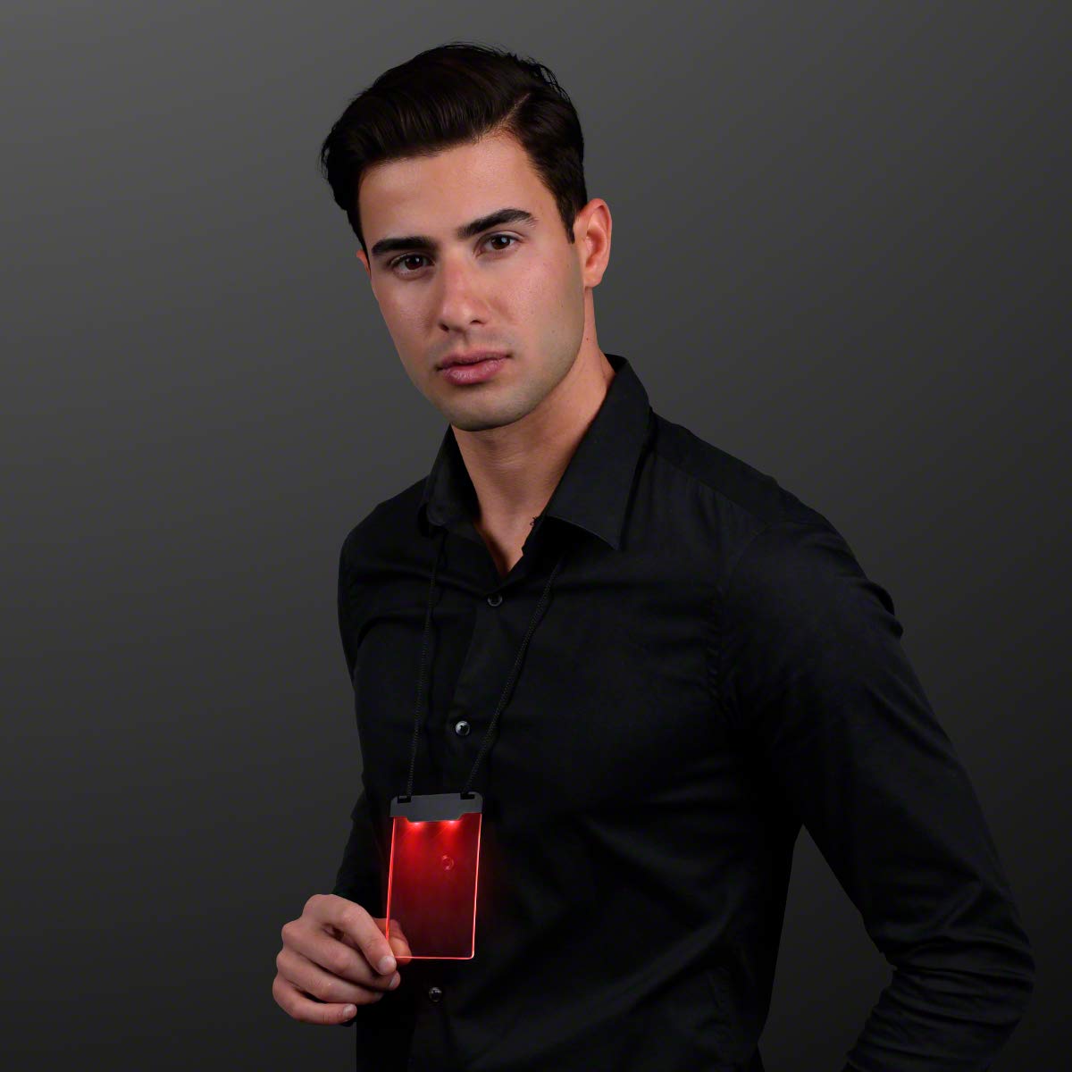 Glow in The Dark Red Space Badge Necklace - LED Light Up Pendant for Raves, Concerts, and Nighttime Events