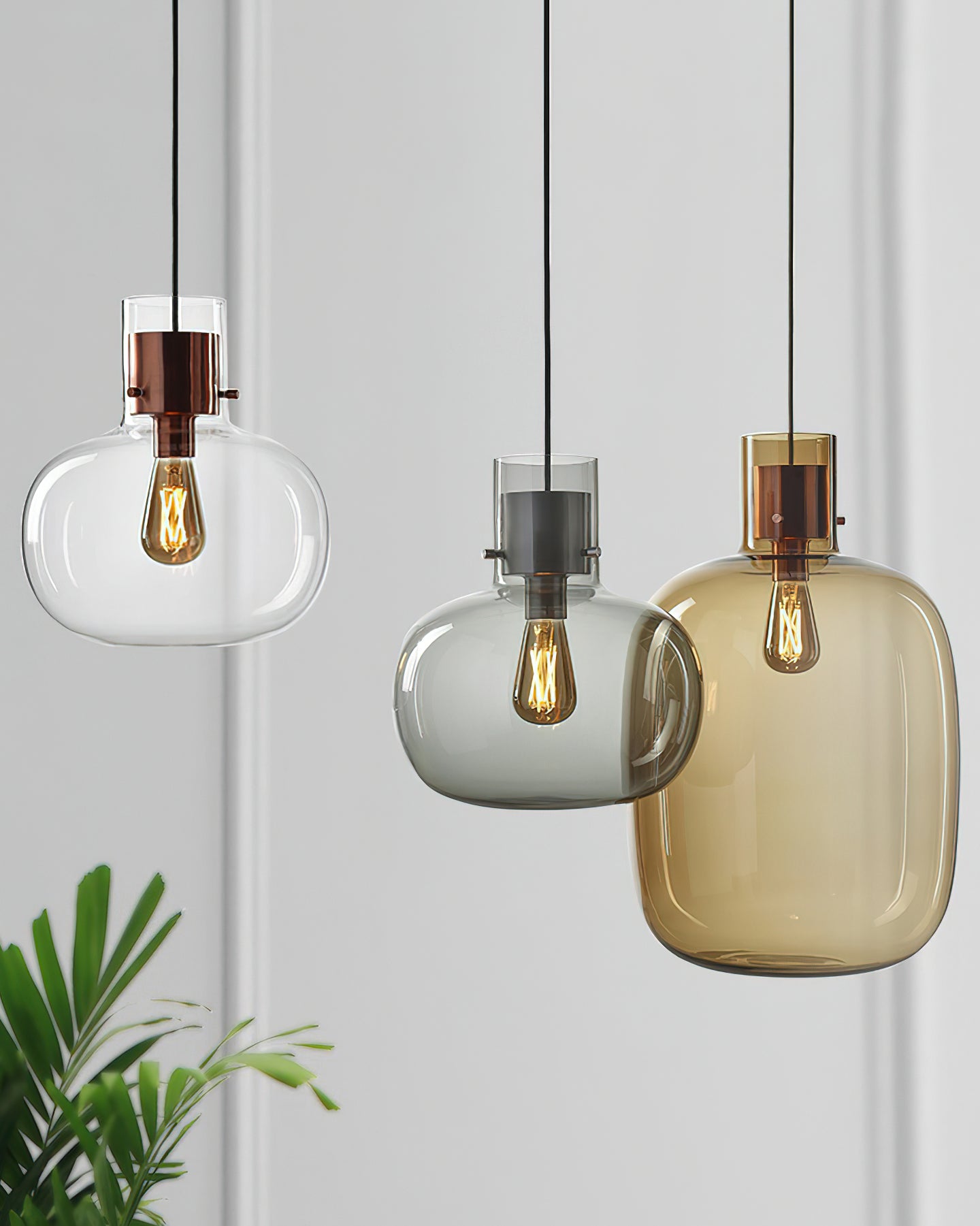 Cambre Glass Pendant Light - Modern Hanging Fixture for Kitchen Island, Dining Room & Bedroom Lighting - Dimmable LED Chandelier with Clear Glass Shade