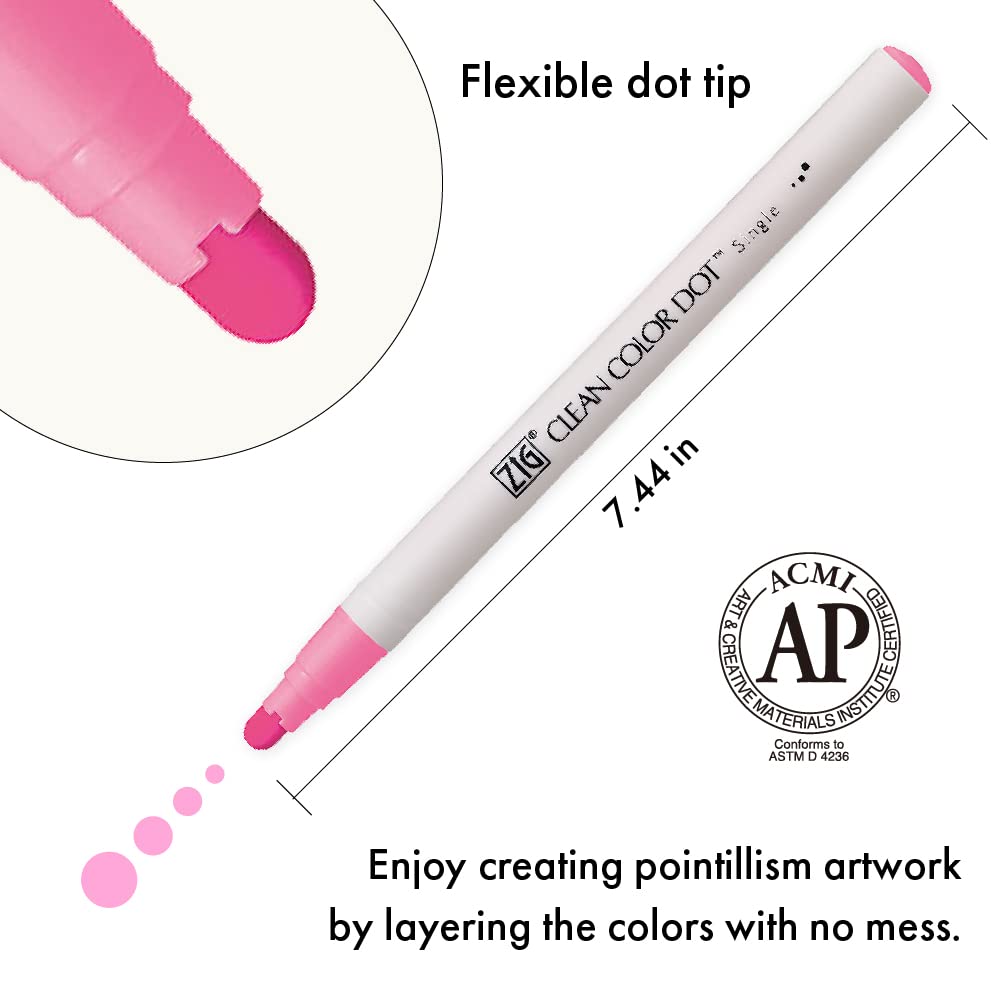 Kuretake CLEAN COLOR DOT 6-Color Highlighter Set with Flexible Dot Tip - Perfect for Journals, Crafts, Illustration, Lettering & Planners - Ideal for Adults & Kids - Made in Japan - Great for School, Office, Scrapbooking & DIY Projects