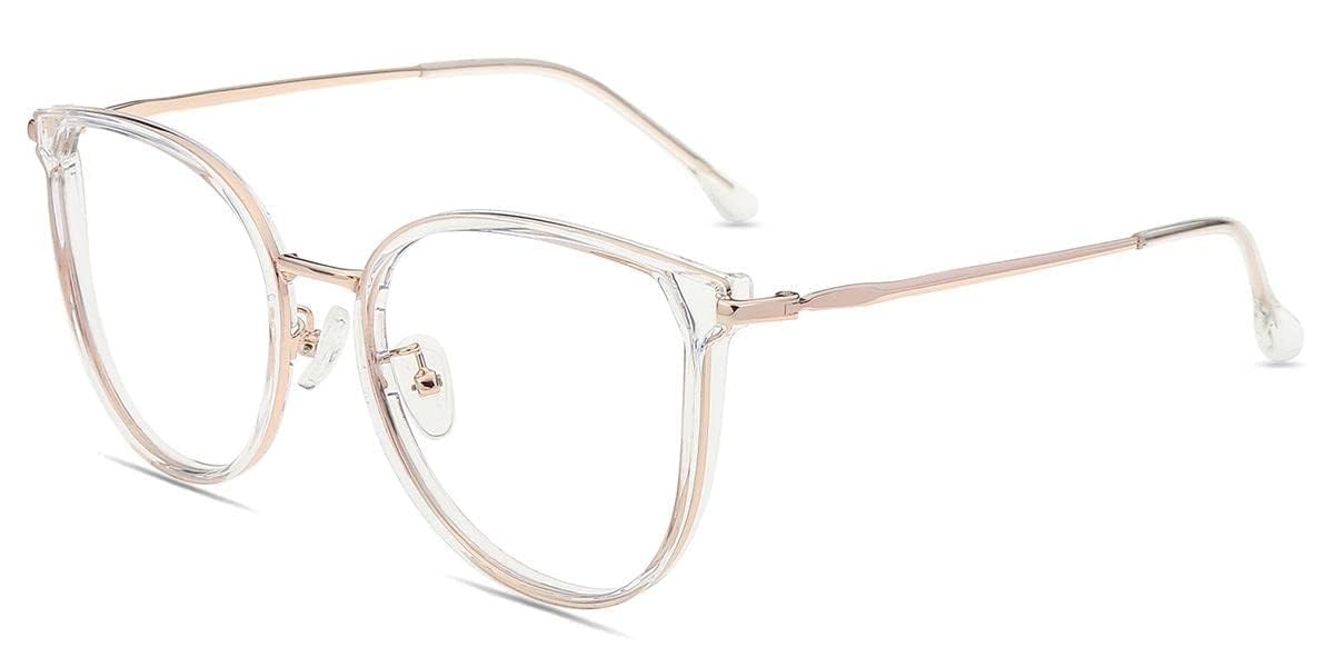 Firmoo 2023 Blue Light Blocking Reading Glasses 1.0 for Women & Men - Anti Glare Computer Glasses with Clear Gold Round Frames - Reduce Eye Strain for Screen Use, Office Work & Digital Devices