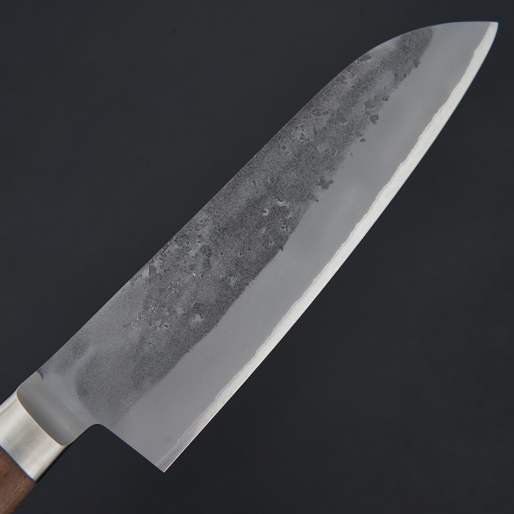 Hitohira TD Blue #2 Stainless Clad Nashiji Japanese Santoku Knife 170mm with Walnut Handle - Perfect for Slicing, Dicing & Mincing in Home Kitchens & Professional Cooking