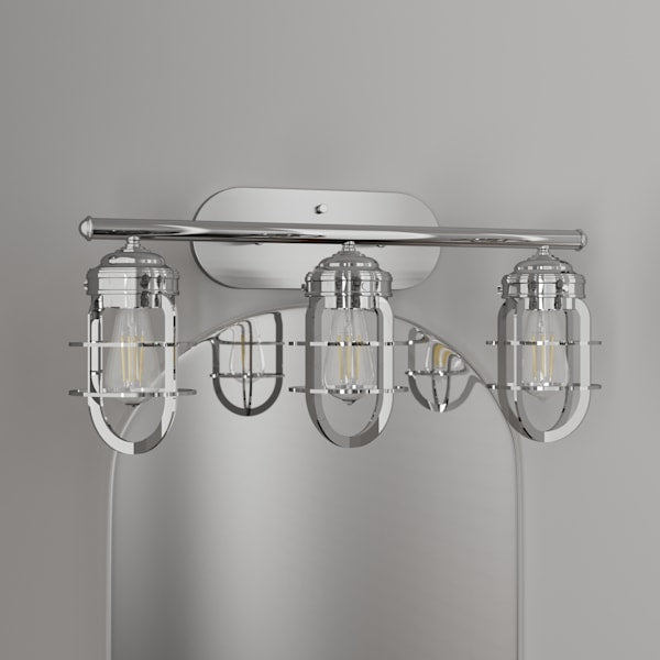 Hunter Starklake 3-Light Chrome Bathroom Vanity Light Fixture - Perfect for Modern Bathrooms, Powder Rooms & Dressing Areas