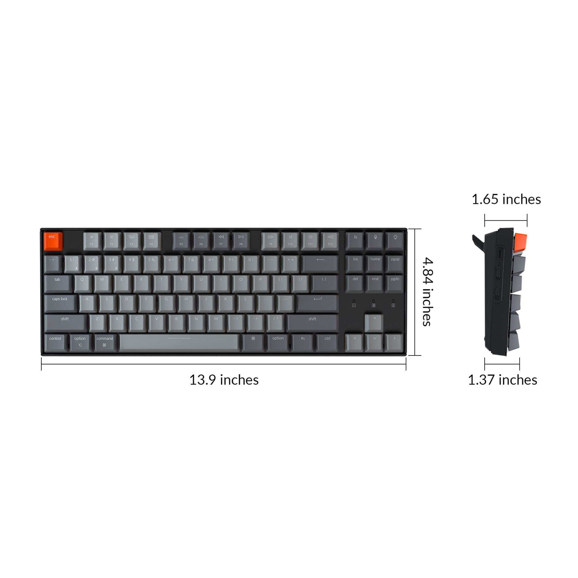 Keychron K8 Wireless Mechanical Keyboard - Tenkeyless RGB Backlit, Bluetooth 5.1, USB-C Wired, Gateron G Pro Brown Switches - Compatible with Mac & Windows PC - Perfect for Gaming, Coding & Office Work
