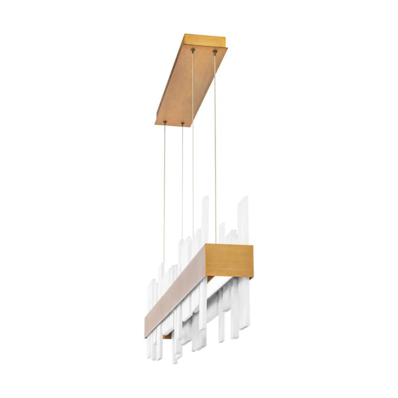 46-inch LED Linear Alabaster Chandelier - Modern Crystal Ceiling Light Fixture for Dining Room, Living Room, Bedroom & Foyer Lighting