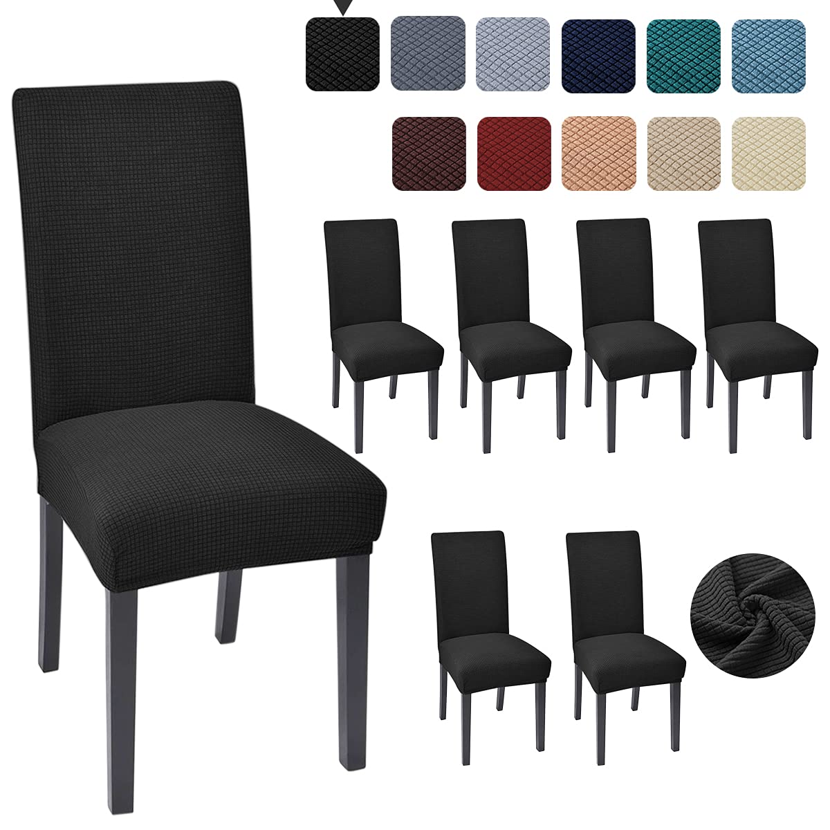 6 Pack Black Dining Chair Covers - Stretchable Parsons Chair Slipcovers for Kitchen & Dining Room - Perfect for Home Decor, Parties, and Everyday Use