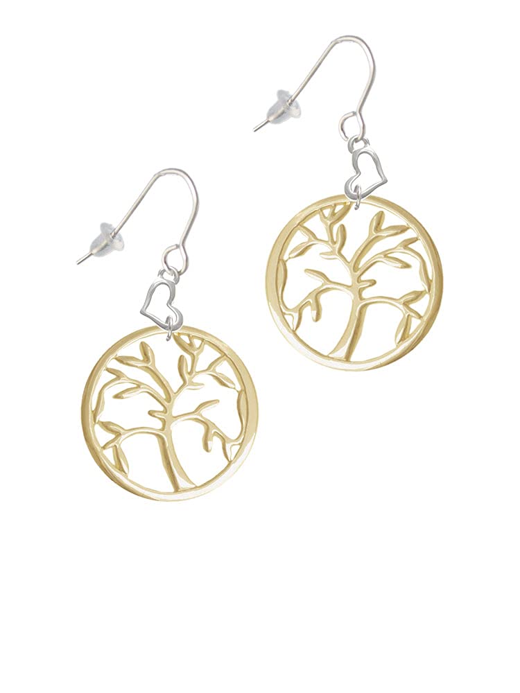 Tree of Life Heart Earrings - French Hook for Daily Wear