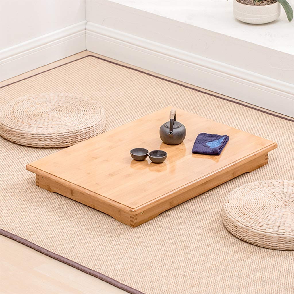 Foldable Bamboo Coffee Table - Small Low Mini Table for Living Room, Balcony, Study, Laptop & Dining - Wood Color 100x60x47cm - Perfect for Small Spaces, Home Office & Outdoor Use