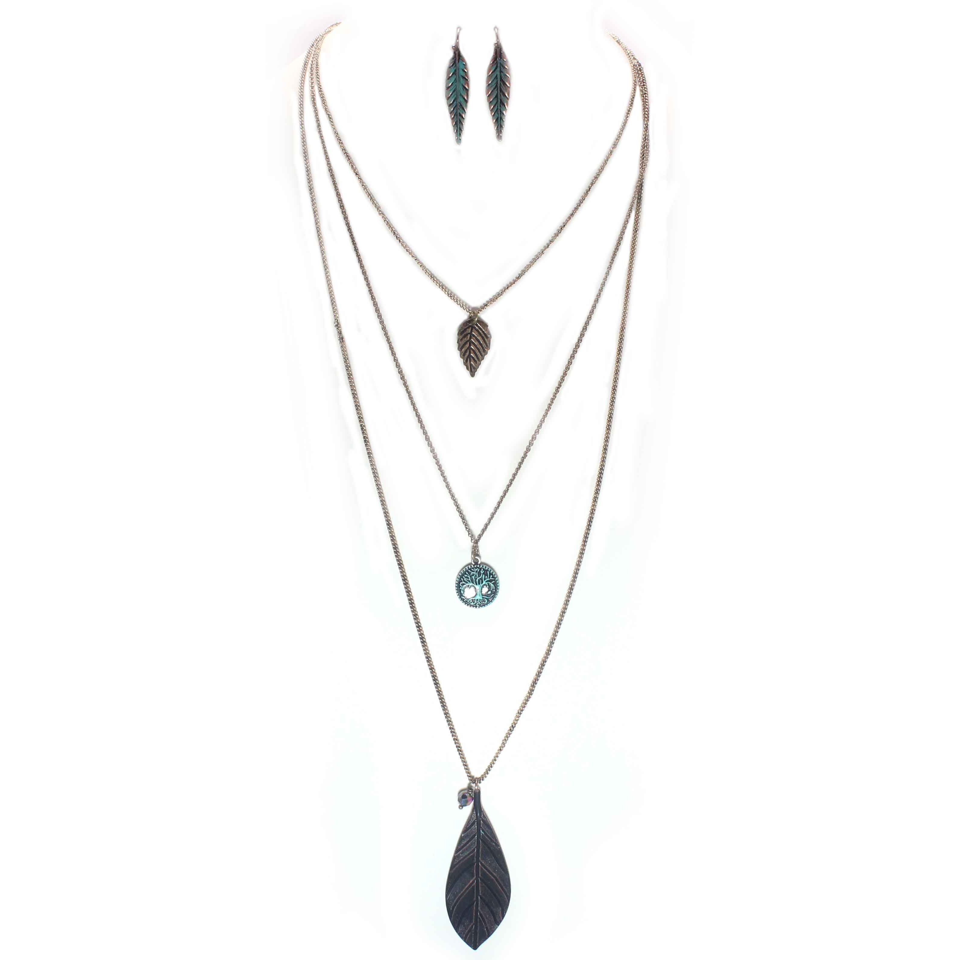 Layered Nature Necklace Set for Women - Boho Chic Jewelry, Handmade Leaf Pendant Necklaces, Perfect for Everyday Wear & Gift Giving - Ideal for Casual Outfits, Beach Vacations, and Boho Fashion Styles