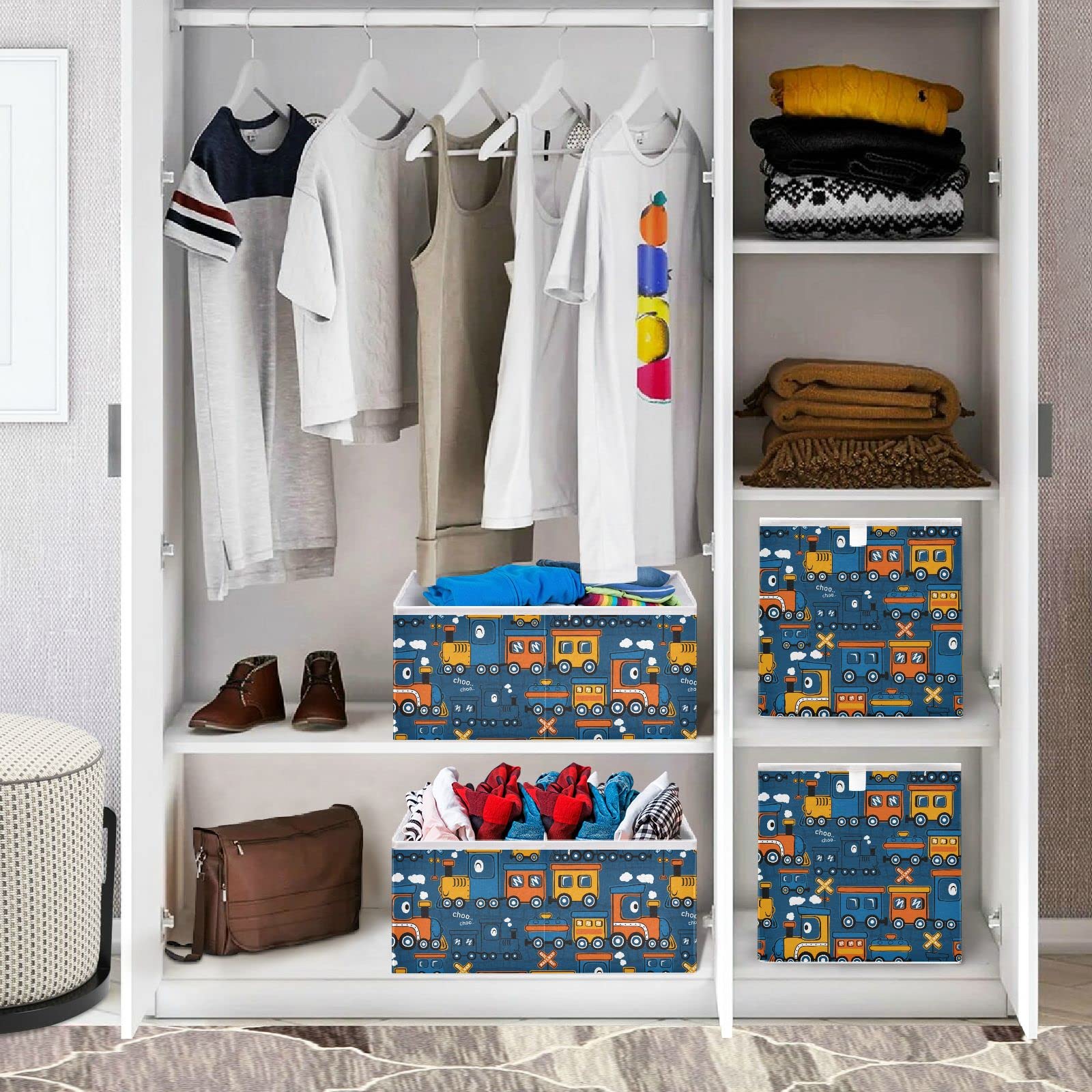 Ollabaky Collapsible Waterproof Fabric Storage Cube - Colorful Ladybug Design, Toy Bin & Clothes Organizer for Shelves, Drawers, Closet | Perfect for Kids Room, Nursery, Playroom & Home Organization