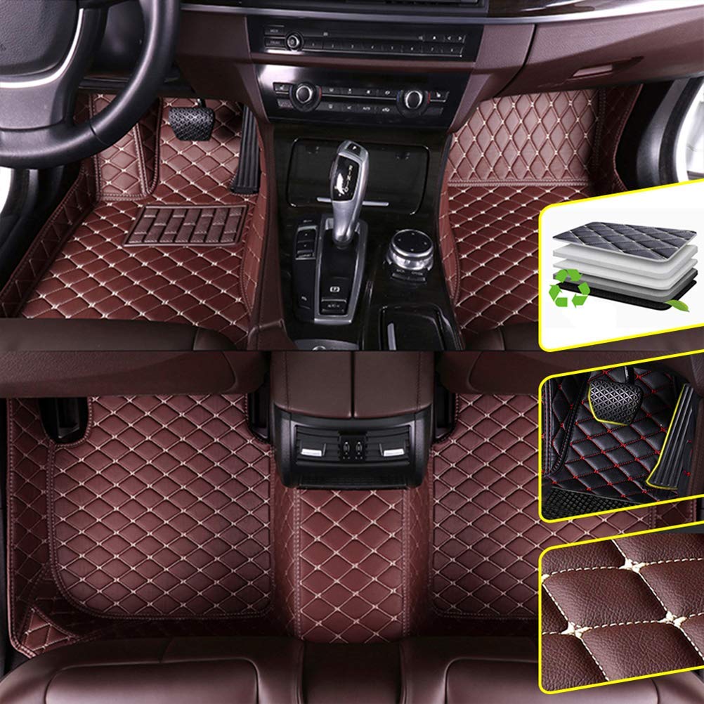 Premium Custom Fit Car Floor Mats for BMW X5 F15 (2014-2018) - 5-Seater Waterproof Non-Slip Leather Car Mats - Interior Accessories (1 Set, Coffee Brown) - Perfect for All-Weather Protection & Luxury Car Interior Upgrade