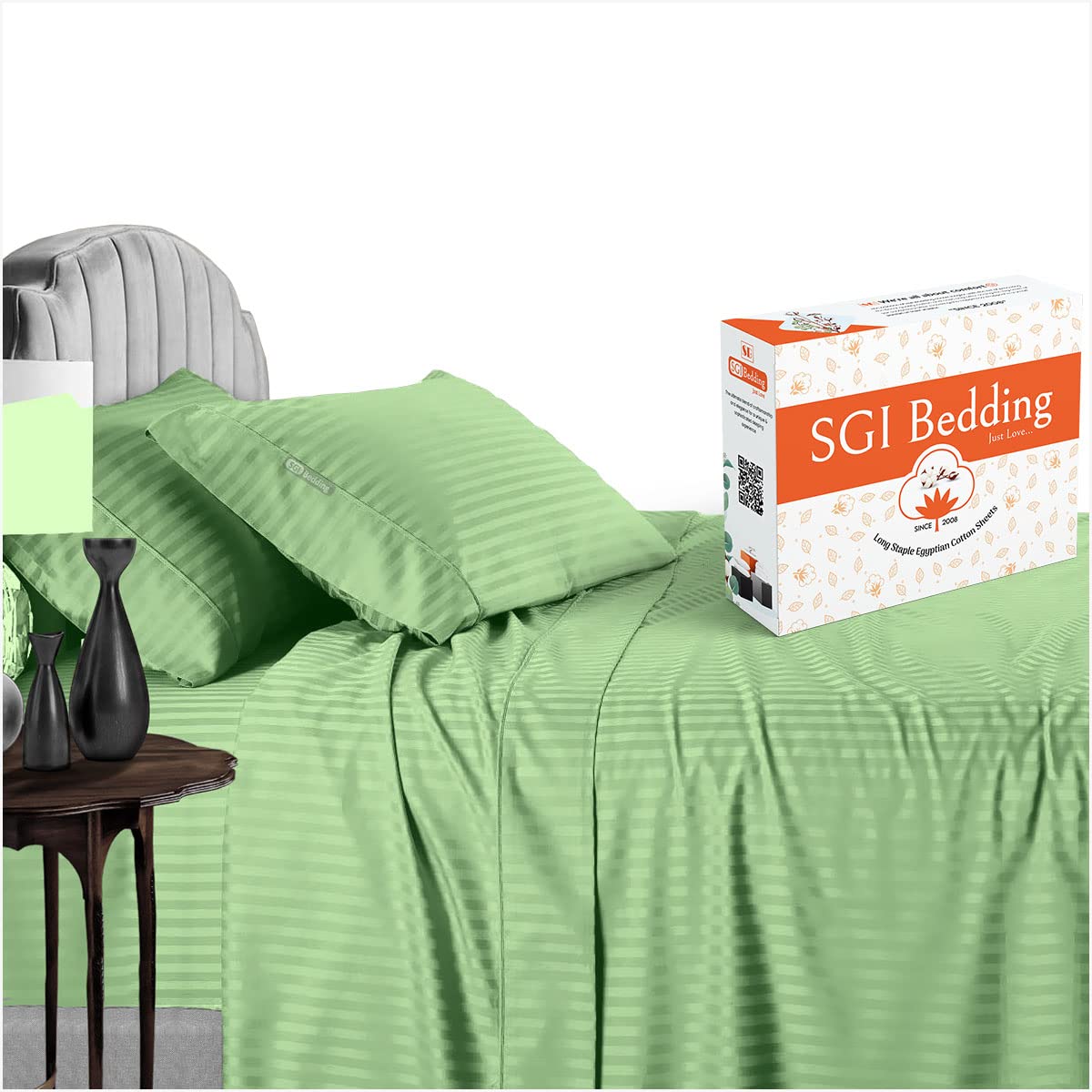 Luxury 100% Egyptian Cotton 600 Thread Count Sheet Set - Ultra Soft Sateen Weave 4 Piece Bedding (1 Fitted Sheet, 1 Flat Sheet, 2 Pillowcases) with 15