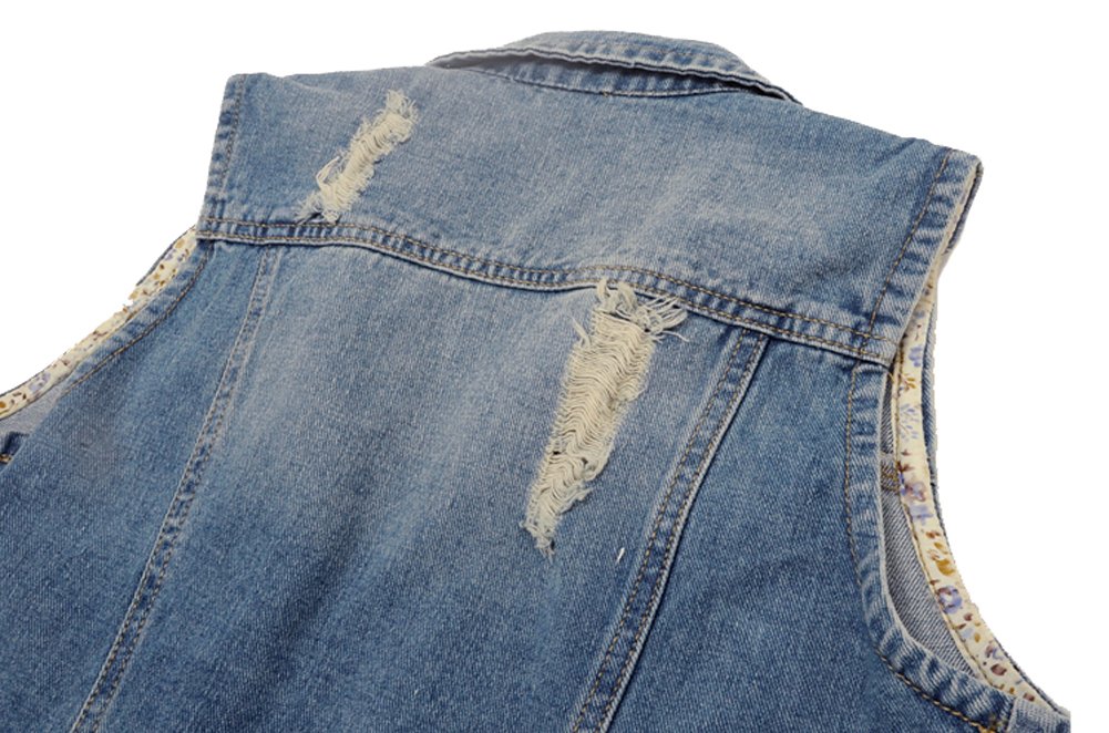 Kedera Women's Denim Vest - Classic Cropped Distressed Sleeveless Jean Jacket with Button Up Front | Casual Outfits, Layering, Spring & Summer Fashion