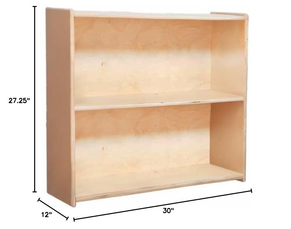 Contender 2-Shelf Kids Storage Cabinet - Natural Wood Bookcase & Toy Organizer [Greenguard Gold Certified] for Nursery, Playroom & Classroom Organization