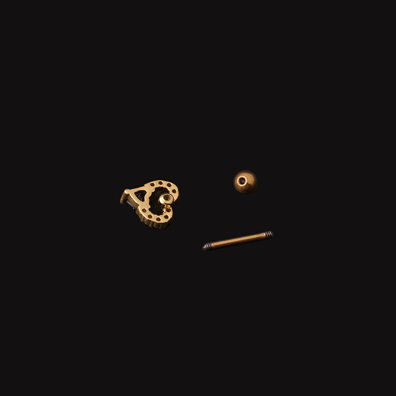 20G CZ Heart Conch Daith Earrings Stud - 14K Gold Plated Cartilage Piercing Jewelry for Women | Perfect for Everyday Wear & Special Occasions