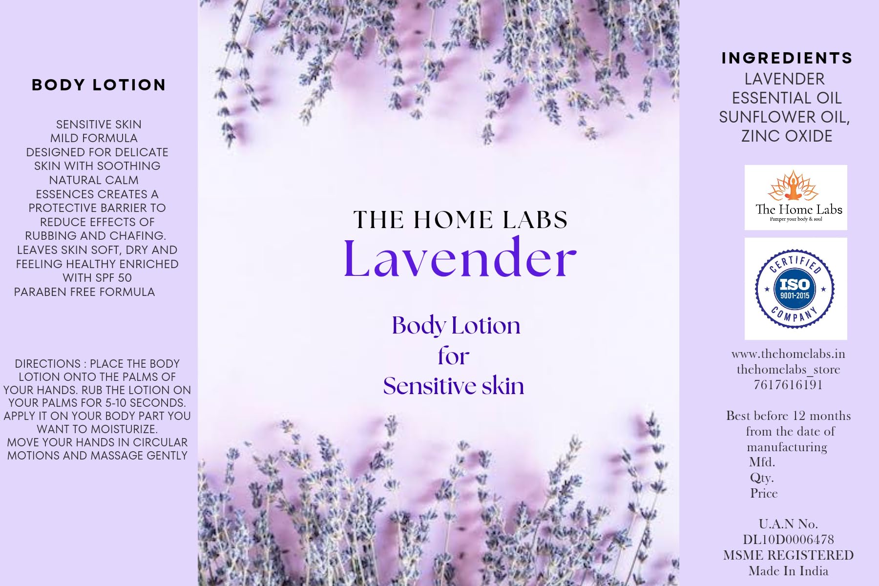 Organic Lavender Body Lotion for Sensitive Skin - Hypoallergenic, Fragrance-Free Moisturizer for Dry & Itchy Skin | Perfect for Nighttime Relaxation & Spa Treatments