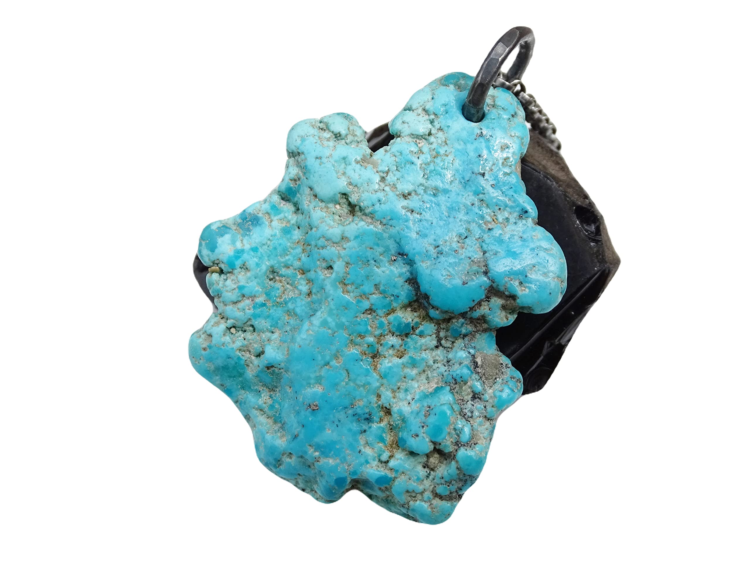 Handmade Raw Turquoise Pendant Necklace for Men - Genuine Sleeping Beauty Turquoise Nugget in Sterling Silver - Perfect for Casual Wear, Gifts & Boho Jewelry Collections