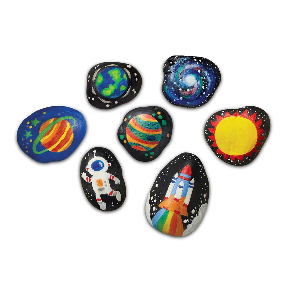 4M KidzMaker Glow in The Dark Space Rock Painting Kit - DIY Science & Art Activity for Kids Ages 5+ - Create Glowing Space-Themed Rocks for Bedroom Decor, Night Lights & STEM Learning Fun