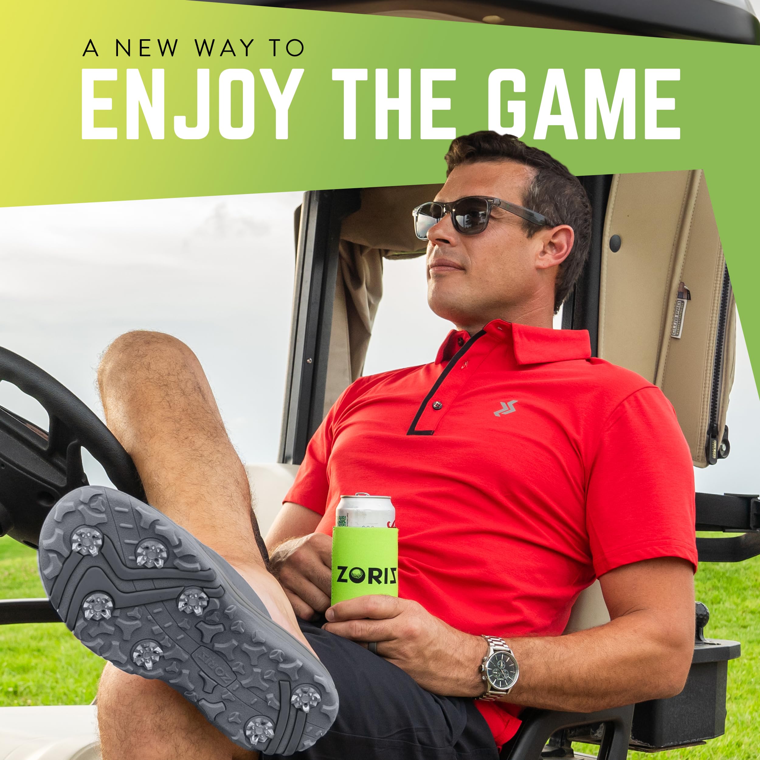 **ZORIZ Men's & Women's Golf Slides - Spiked Slip-On Sandals with Removable Cleats, Deep Heel Cup & High Sidewalls for Stability & Comfort - Perfect for Golf, Driving Range & Casual Wear**