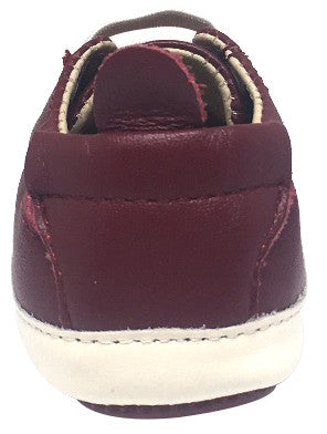 Old Soles 030 Eazy Tread Soft Leather Classic Slip-On Baby Shoes for Boys & Girls - Burgundy & White | Comfortable First Walkers for Toddlers, Perfect for Indoor Play & Casual Outings