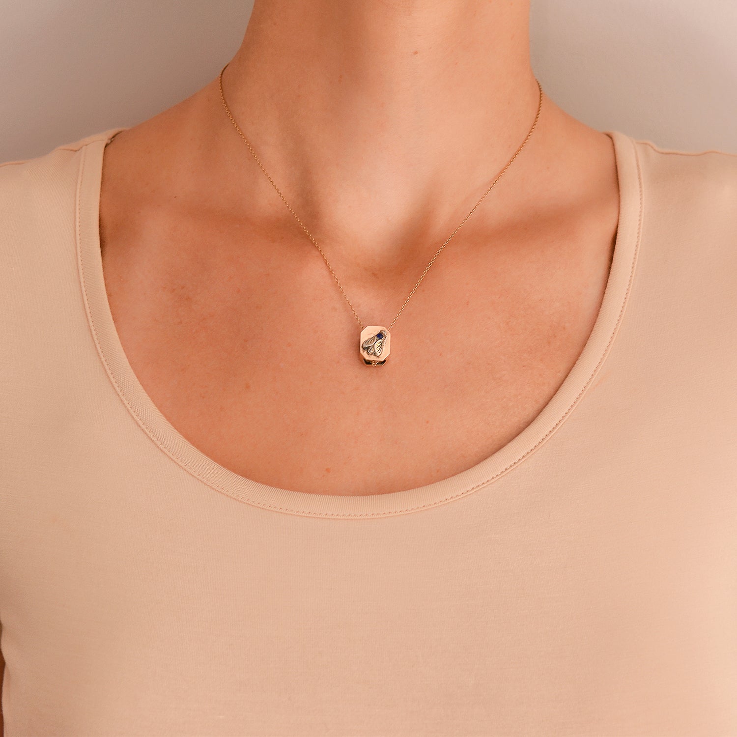 Victorian Style 14K Gold & Sterling Silver French Paste Fly Pendant Necklace - 16.5 Inch Chain - Elegant Jewelry for Women, Gift for Her, Perfect for Parties, Weddings & Special Occasions