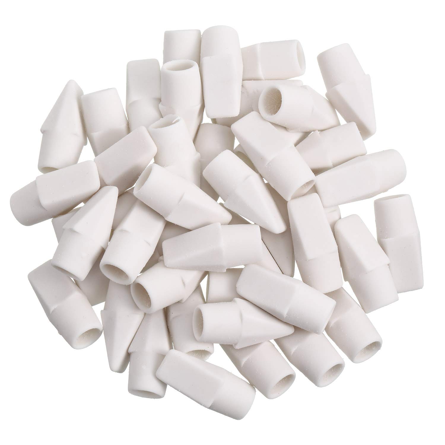 50-Piece Maitys Pencil Top Eraser Caps with Sharpener - White Eraser Toppers for School, Office & Art Supplies - Perfect for Students, Teachers & Professionals